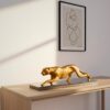 Leopard Dekofigur Gold – moderne Figur