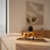 Leopard Dekofigur Gold – moderne Figur