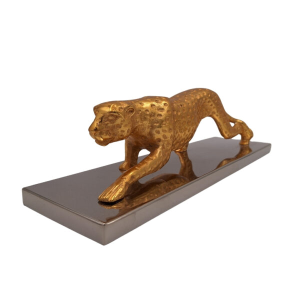 Leopard Dekofigur Gold – moderne Figur