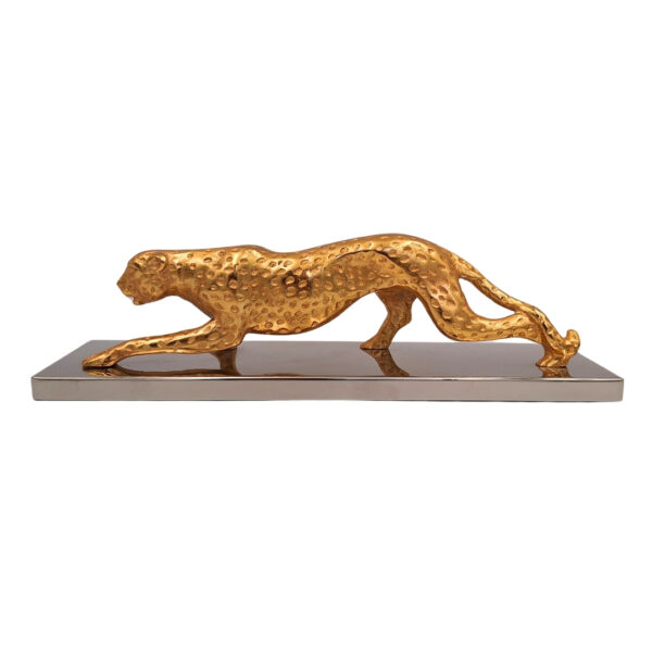 Leopard Dekofigur Gold – moderne Figur