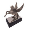 Pegasus – dekorative Aluminiumfigur auf einem Stahl- und Holzsockel – NI9935