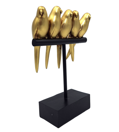 Vögel Dekofigur Gold 5er Set – moderne Figur 25 cm
