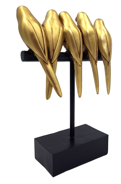 Vögel Dekofigur Gold 5er Set – moderne Figur 25 cm
