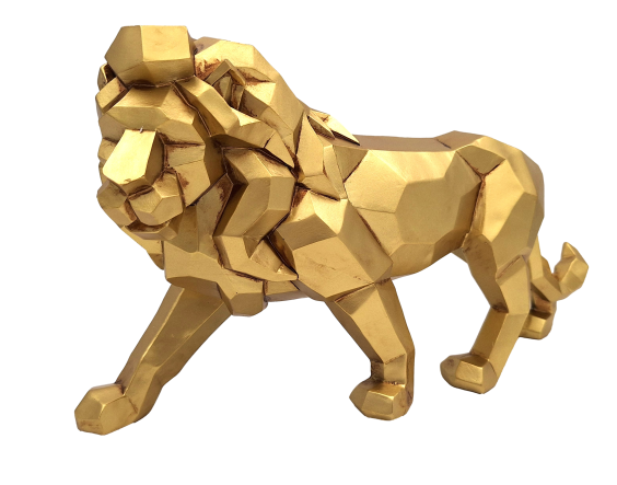Löwe Dekofigur Gold 43 cm – große moderne Figur