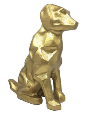 Hund Dekofigur Gold DOG2 – moderne Figur 26 cm