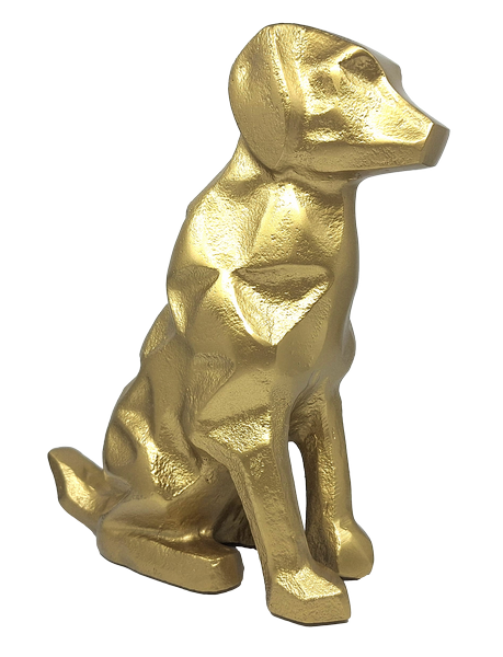 Hund Dekofigur Gold DOG2 – moderne Figur 26 cm