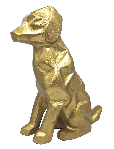 Hund Dekofigur Gold DOG2 – moderne Figur 26 cm