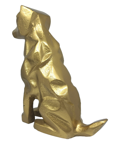 Hund Dekofigur Gold DOG2 – moderne Figur 26 cm