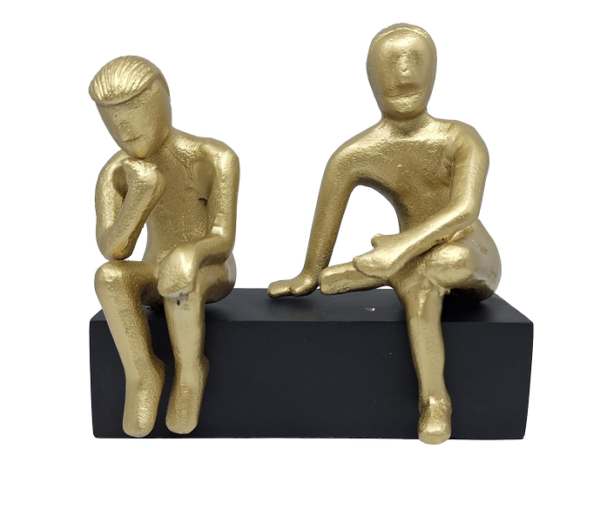 Zwillinge Dekofigur Gold GEM2 – moderne Figur 18 cm