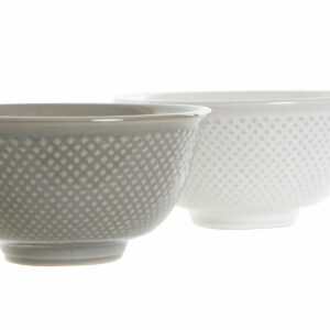 Schüssel DKD Home Decor Weiß Grau Porzellan Vintage 12,5 x 12,5 x 6,5 cm 2 Stücke