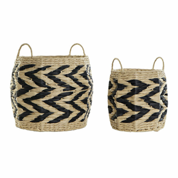 Korb Set Schwarz Natur 2er – Boho Aufbewahrung