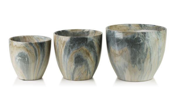 NEVA MARBLE Blumentopf Set Marmor – 3 Elegante Übertöpfe