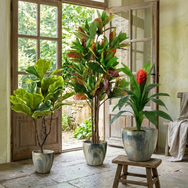 NEVA MARBLE Blumentopf Set Marmor – 3 Elegante Übertöpfe