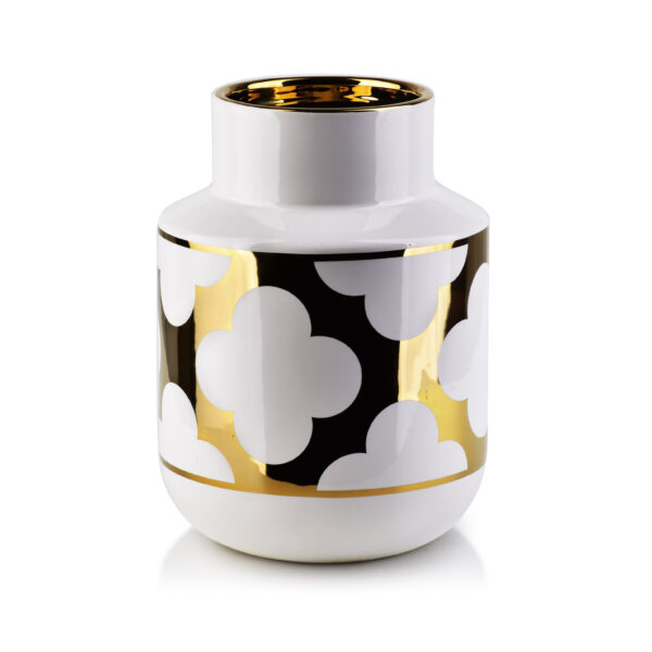 Keramik Vase MARITTA Gold Weiß 20cm – Exklusive Dekovase