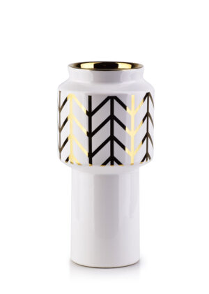 Keramik Vase MARITTA Gold Weiß 25cm – Stilvolle kleine Dekovase
