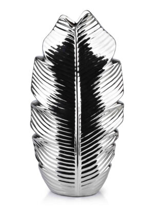 Silberne Blattvase Leaf – Elegante Keramikvase im modernen Design
