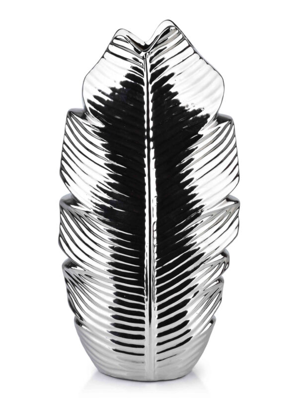 Silberne Blattvase Leaf – Elegante Keramikvase im modernen Design