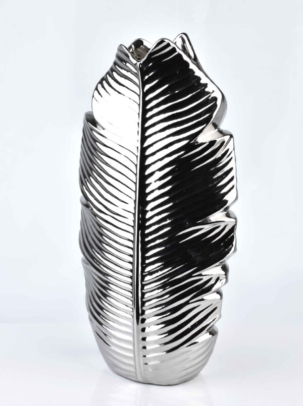 Silberne Blattvase Leaf – Elegante Keramikvase im modernen Design