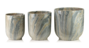 NEVA MARBLE Blumentopf Set – 3 Elegante Pflanzgefäße Beige Grau