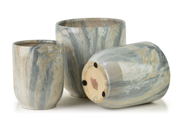 NEVA MARBLE Blumentopf Set – 3 Elegante Pflanzgefäße Beige Grau