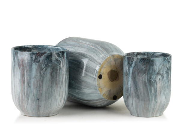 NEVA MARBLE Blumentopf Set Blau – 3 Moderne Übertöpfe