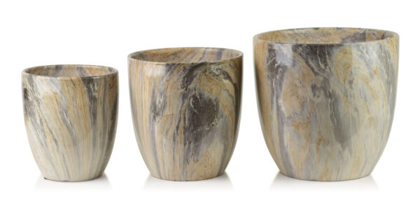 NEVA MARBLE Blumentopf Set Gold Beige – 3 Elegante Übertöpfe