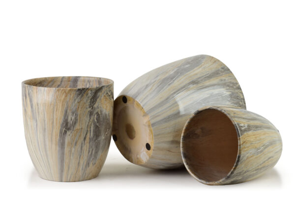 NEVA MARBLE Blumentopf Set Gold Beige – 3 Elegante Übertöpfe