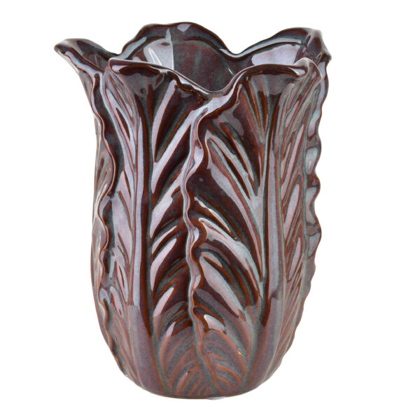 Keramik Vase Violett LETTU – Deko Vase mit Blattdesign