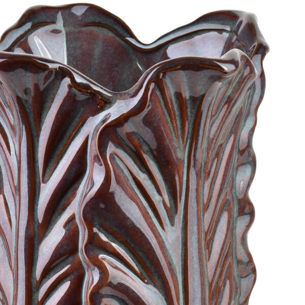 Keramik Vase Violett LETTU – Deko Vase mit Blattdesign