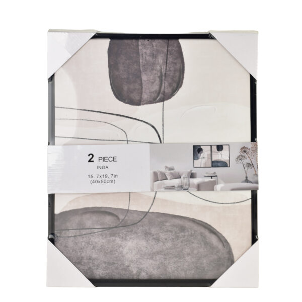 Wandbilder Set schwarz beige – 2er Set abstrakte Bilder 40x50 cm
