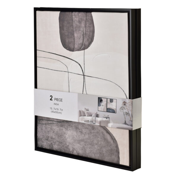 Wandbilder Set schwarz beige – 2er Set abstrakte Bilder 40x50 cm