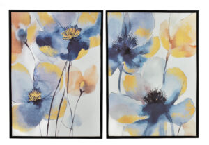 Wandbilder Set Blumen gold – 2er Bilder Set modern 50x70 cm
