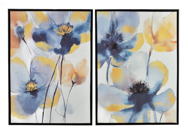 Wandbilder Set Blumen gold – 2er Bilder Set modern 50x70 cm