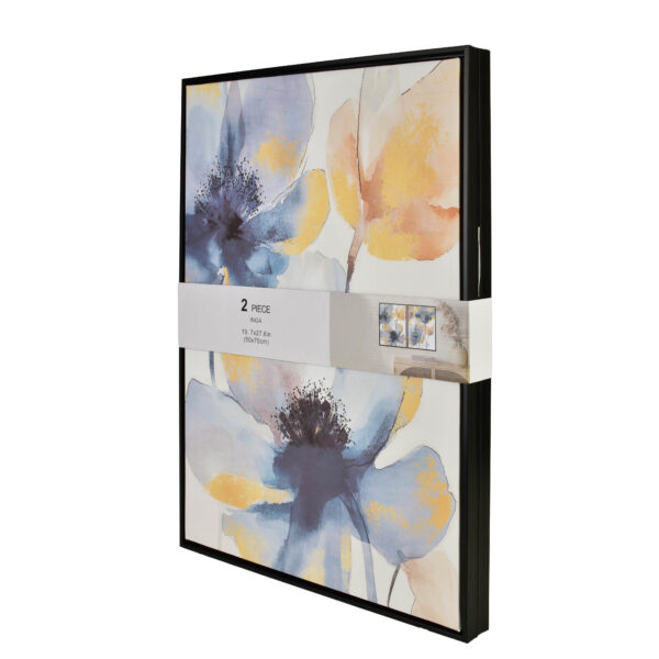 Wandbilder Set Blumen gold – 2er Bilder Set modern 50x70 cm