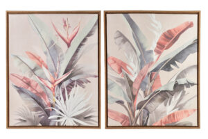 Wandbilder Set Pflanzen rosa – 2er Bilder Set tropisch 40x50 cm