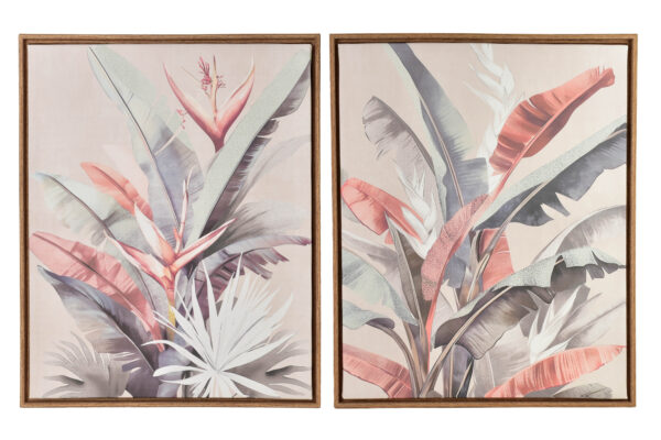 Wandbilder Set Pflanzen rosa – 2er Bilder Set tropisch 40x50 cm