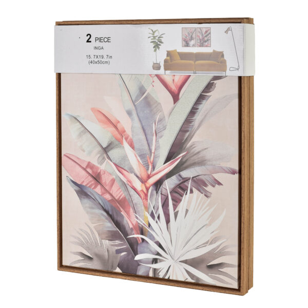 Wandbilder Set Pflanzen rosa – 2er Bilder Set tropisch 40x50 cm