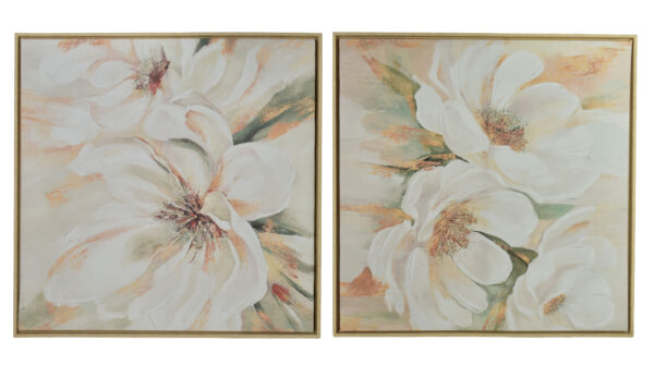 Wandbilder Set Blumen beige – 2er Bilder Set elegant 60x60 cm