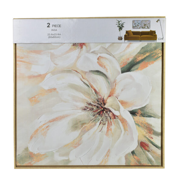 Wandbilder Set Blumen beige – 2er Bilder Set elegant 60x60 cm
