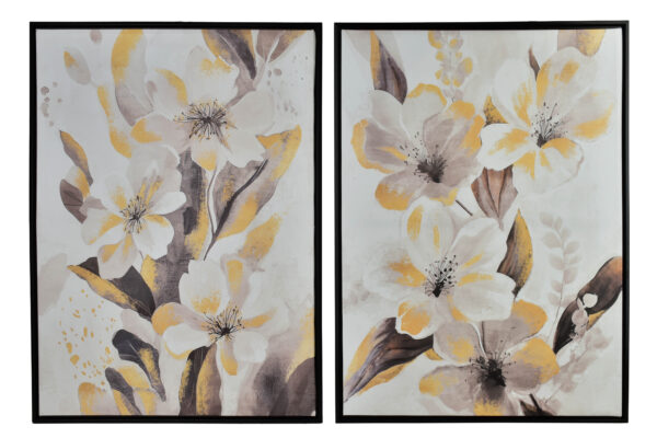 Wandbilder Set Blumen gold – 2er Bilder Set elegant 50x70 cm