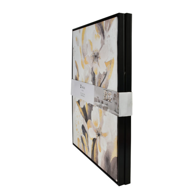 Wandbilder Set Blumen gold – 2er Bilder Set elegant 50x70 cm