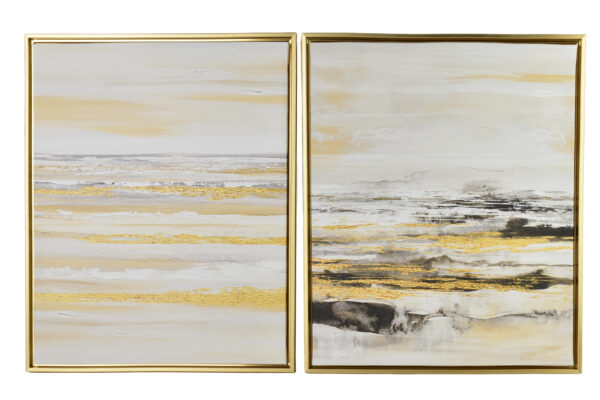 Wandbilder Set abstrakt gold – 2er Bilder Set modern 40x50 cm