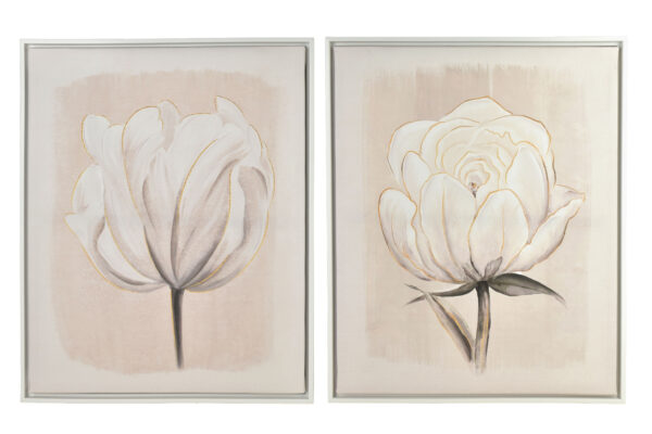 Wandbilder Set Blumen weiß – 2er Bilder Set elegant 40x50 cm