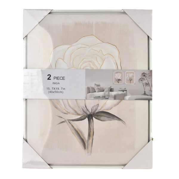 Wandbilder Set Blumen weiß – 2er Bilder Set elegant 40x50 cm
