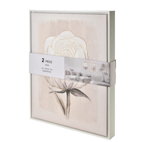 Wandbilder Set Blumen weiß – 2er Bilder Set elegant 40x50 cm