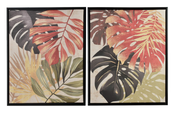 Wandbilder Tropische Blätter – 2er Set Bilder Jungle Stil 40x50 cm