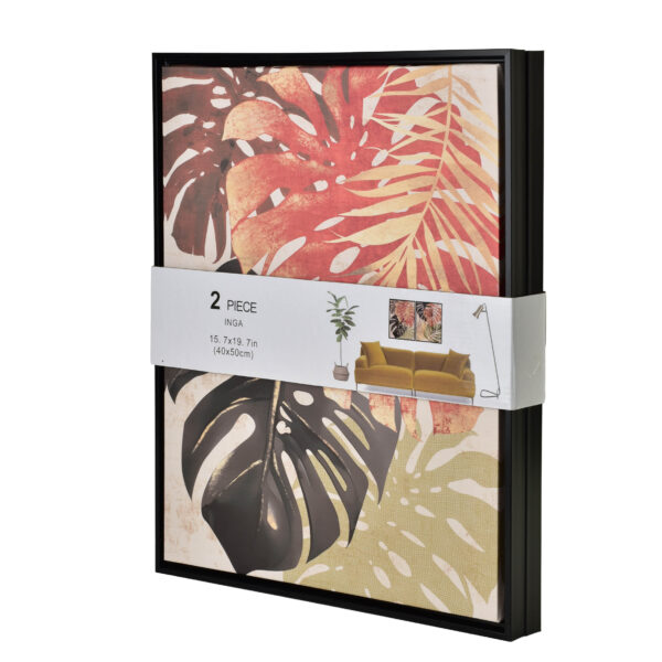 Wandbilder Tropische Blätter – 2er Set Bilder Jungle Stil 40x50 cm