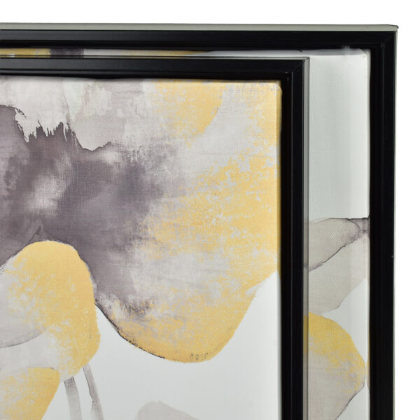 Wandbilder Blumen Gold Schwarz – Elegantes 2er Set Modern 40x40 cm