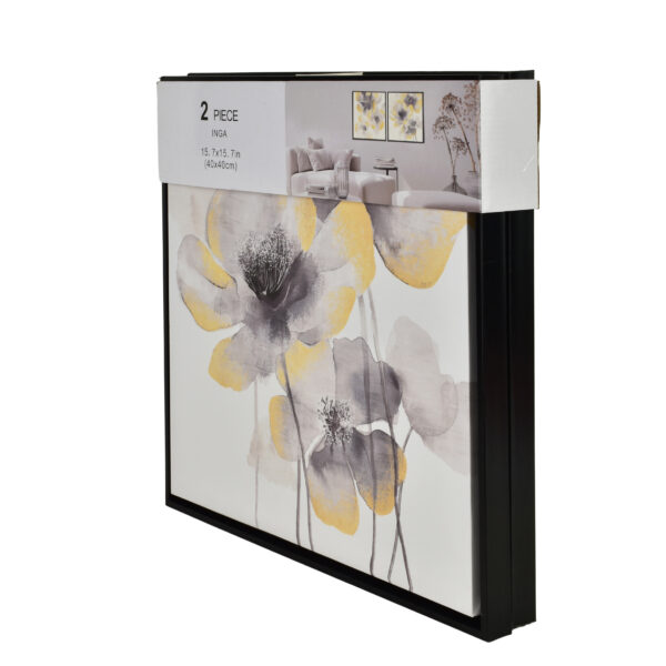 Wandbilder Blumen Gold Schwarz – Elegantes 2er Set Modern 40x40 cm