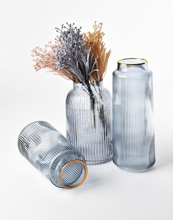 Glasvase Grau 24 cm – Serenite Vase mit Strukturglas